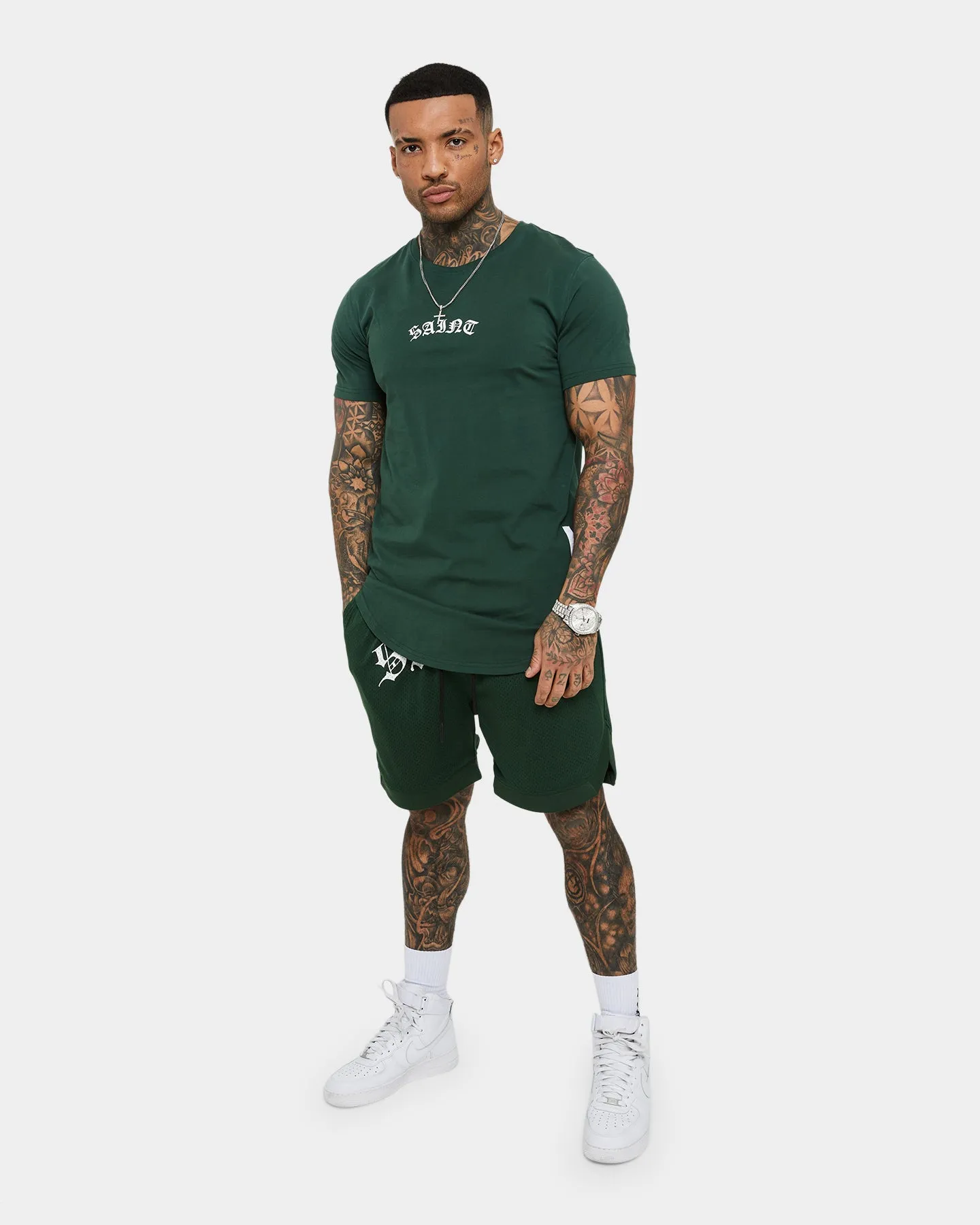 Saint Morta Day of the Dead Basketball Shorts Dark Green