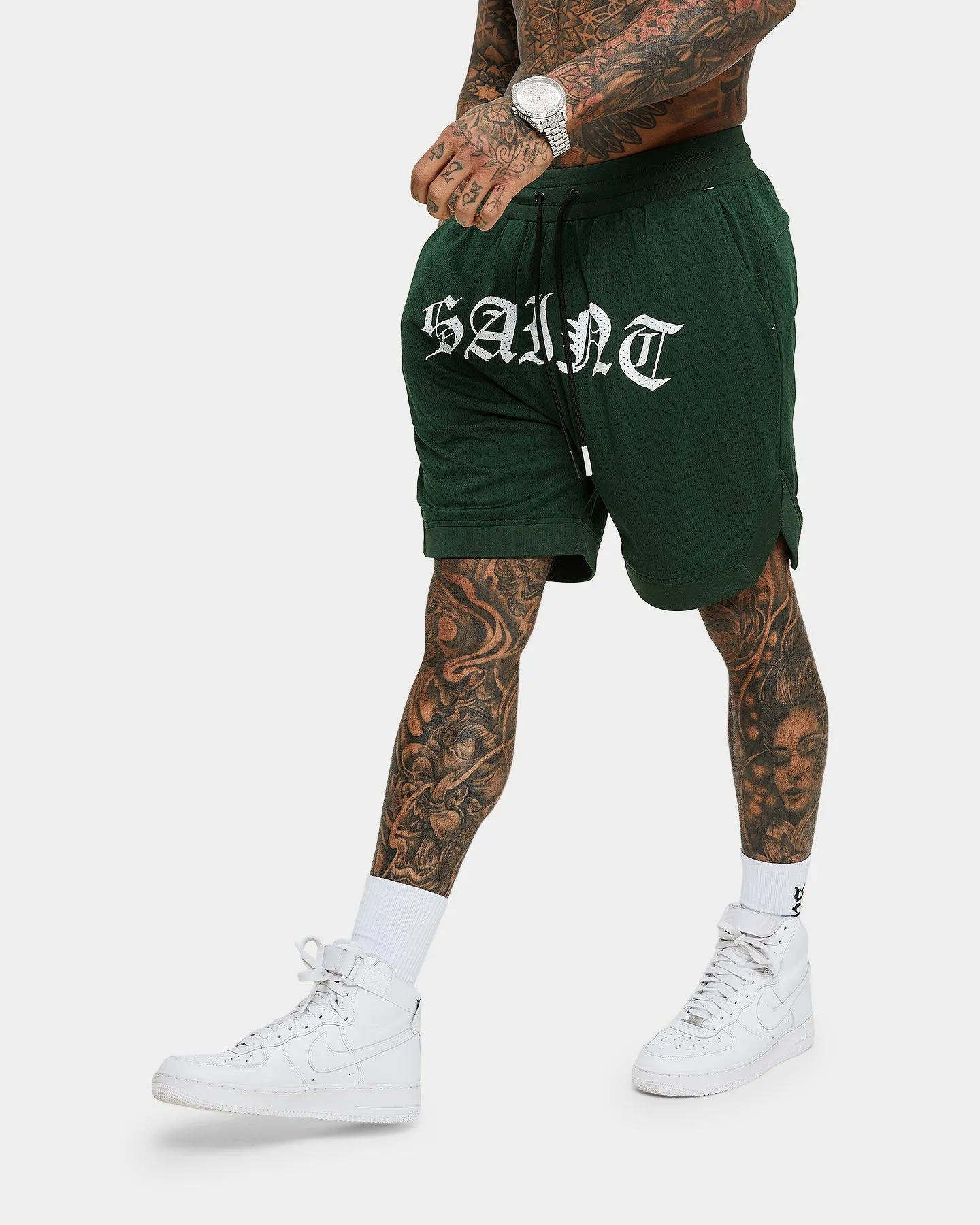 Saint Morta Day of the Dead Basketball Shorts Dark Green