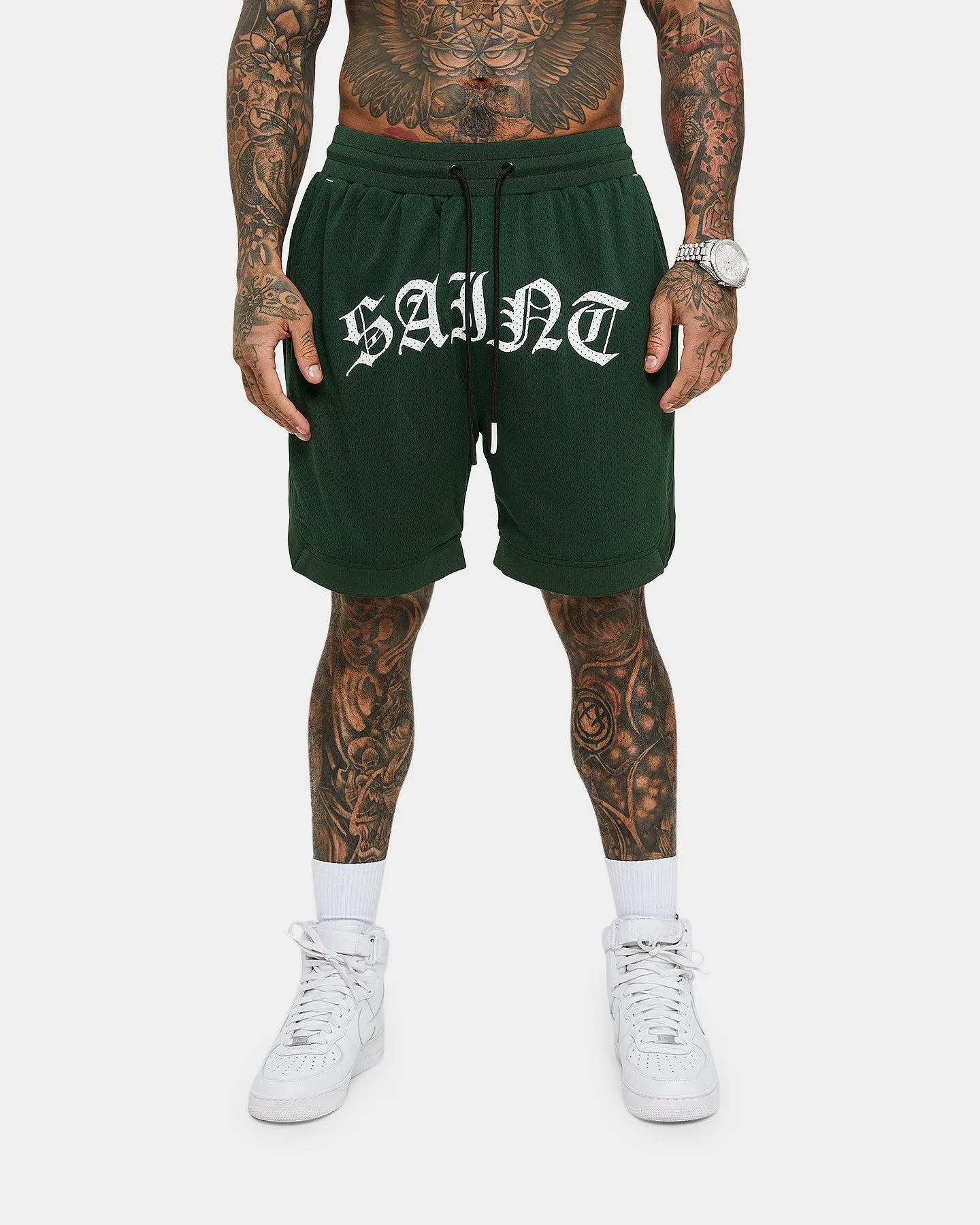 Saint Morta Day of the Dead Basketball Shorts Dark Green