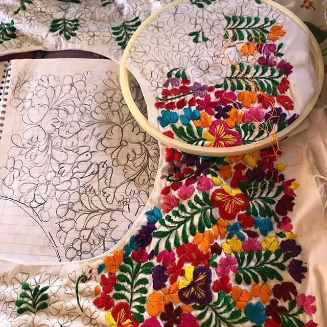 San Antonino White Dress Multi Embroidery