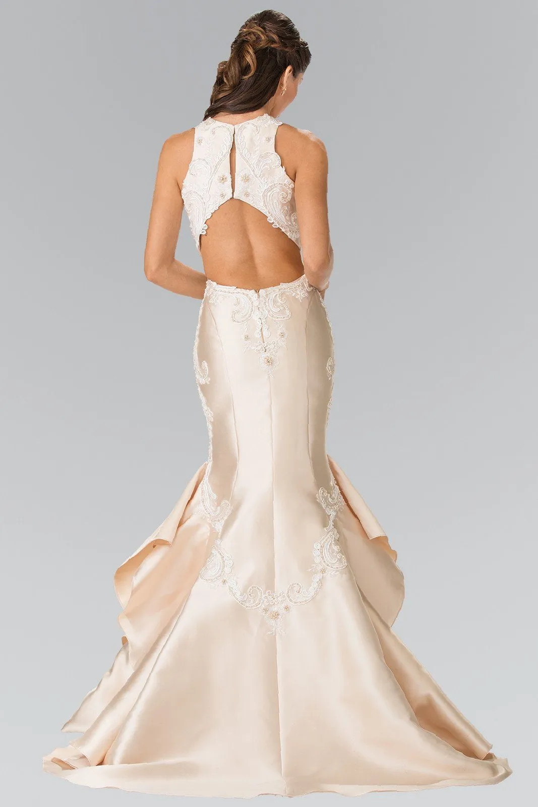 Sleeveless Embroidered Mermaid Gown by Elizabeth K GL2356