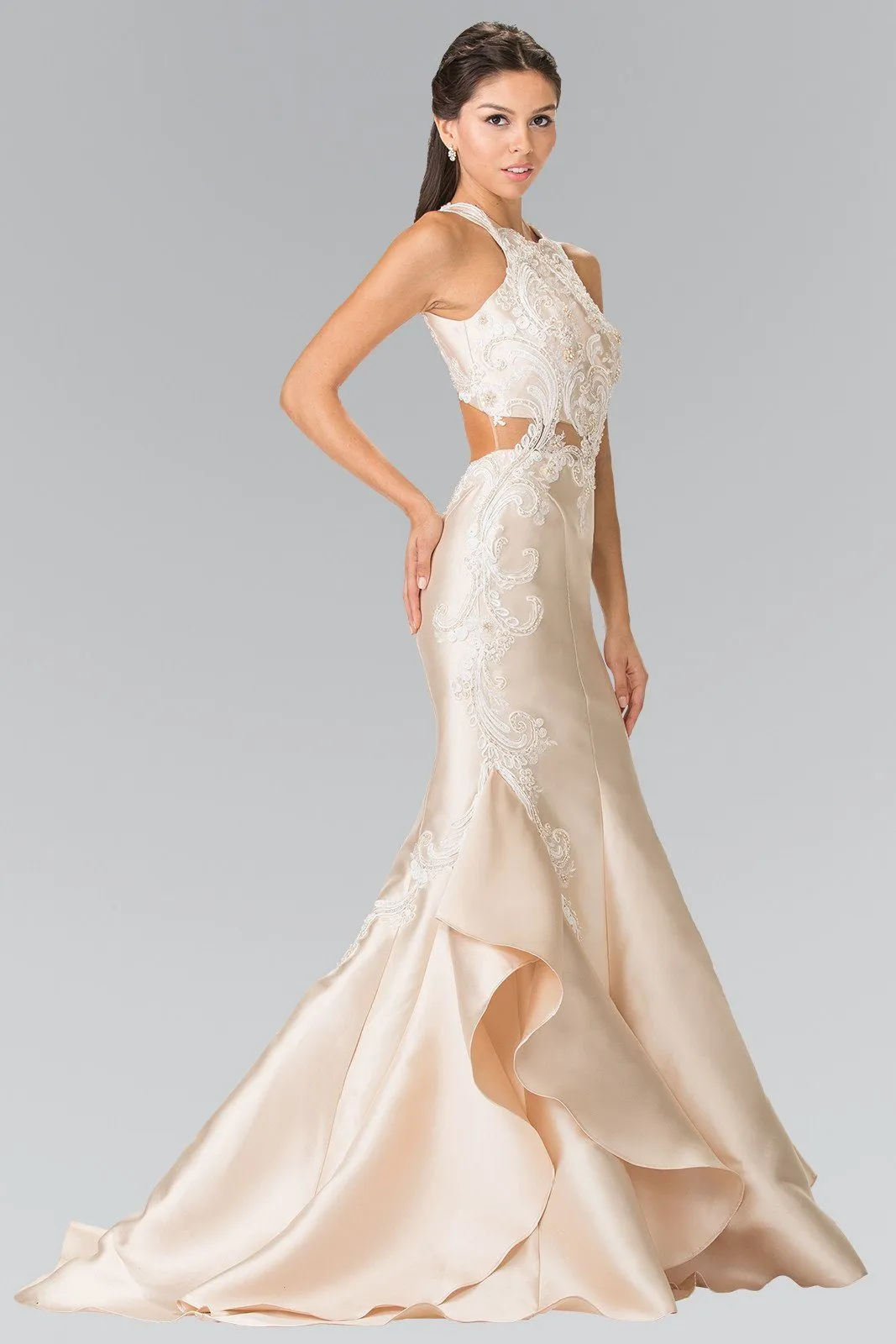 Sleeveless Embroidered Mermaid Gown by Elizabeth K GL2356