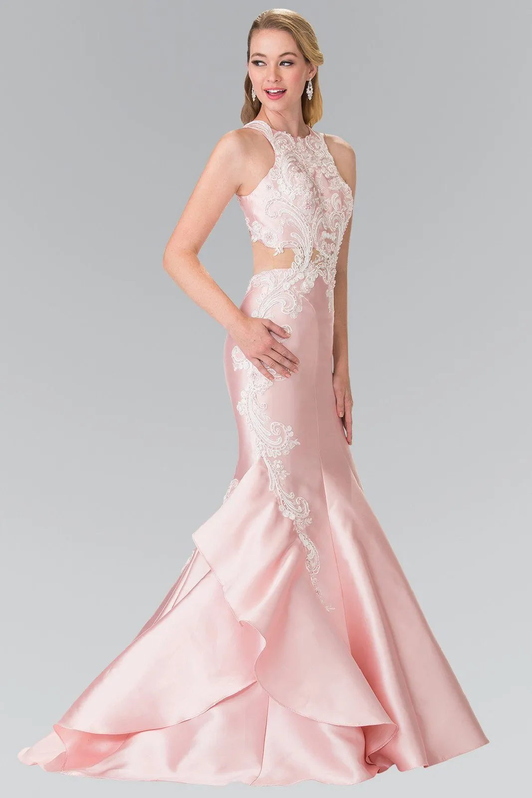 Sleeveless Embroidered Mermaid Gown by Elizabeth K GL2356