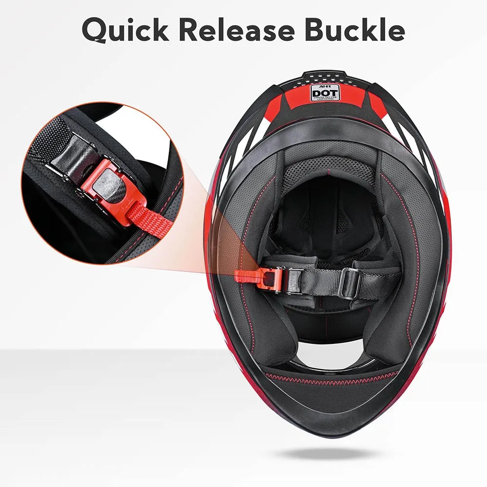 TheLAShop Motorcycle Helmet RUN-F3 Full Face Helmet DOT Red