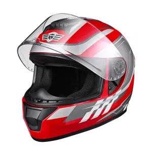 TheLAShop Motorcycle Helmet RUN-F3 Full Face Helmet DOT Red
