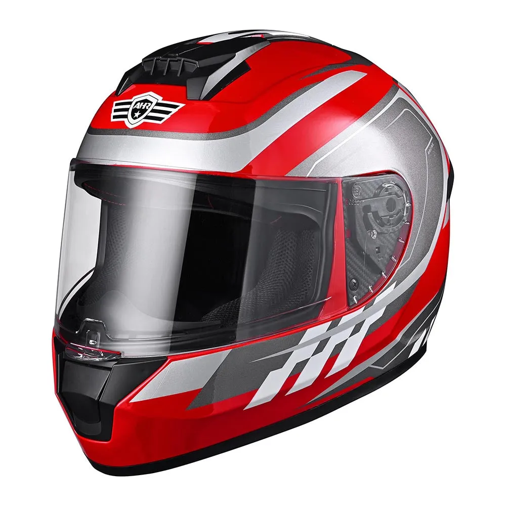 TheLAShop Motorcycle Helmet RUN-F3 Full Face Helmet DOT Red