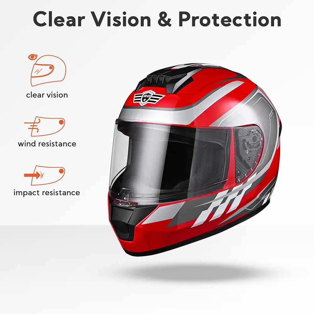 TheLAShop Motorcycle Helmet RUN-F3 Full Face Helmet DOT Red