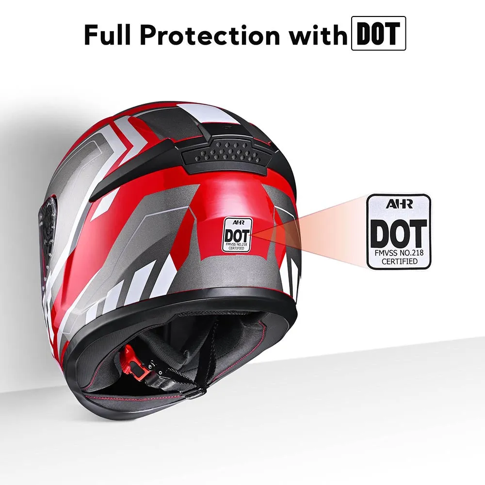 TheLAShop Motorcycle Helmet RUN-F3 Full Face Helmet DOT Red