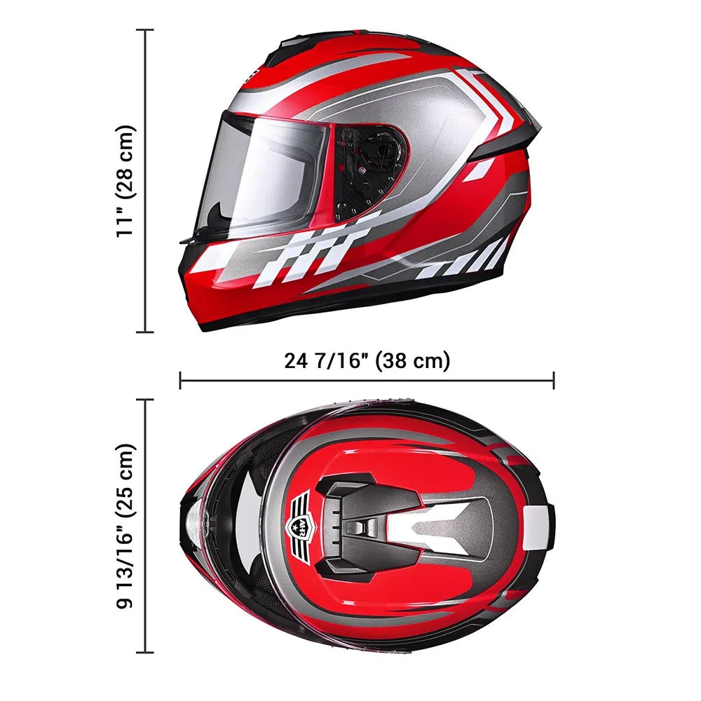 TheLAShop Motorcycle Helmet RUN-F3 Full Face Helmet DOT Red