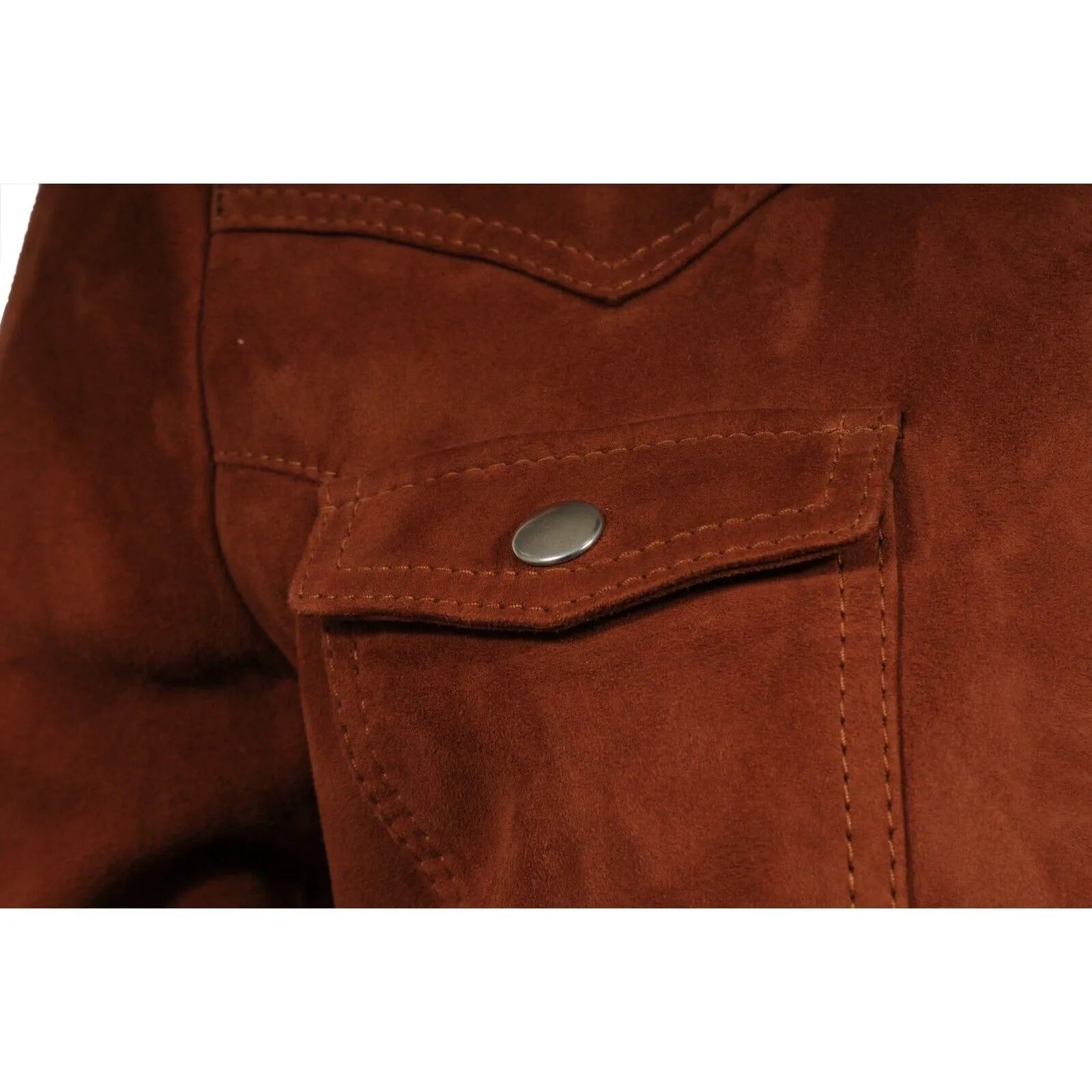 Trucker Jacket Size US 8 IT 42 Brown Suede Leopard Western