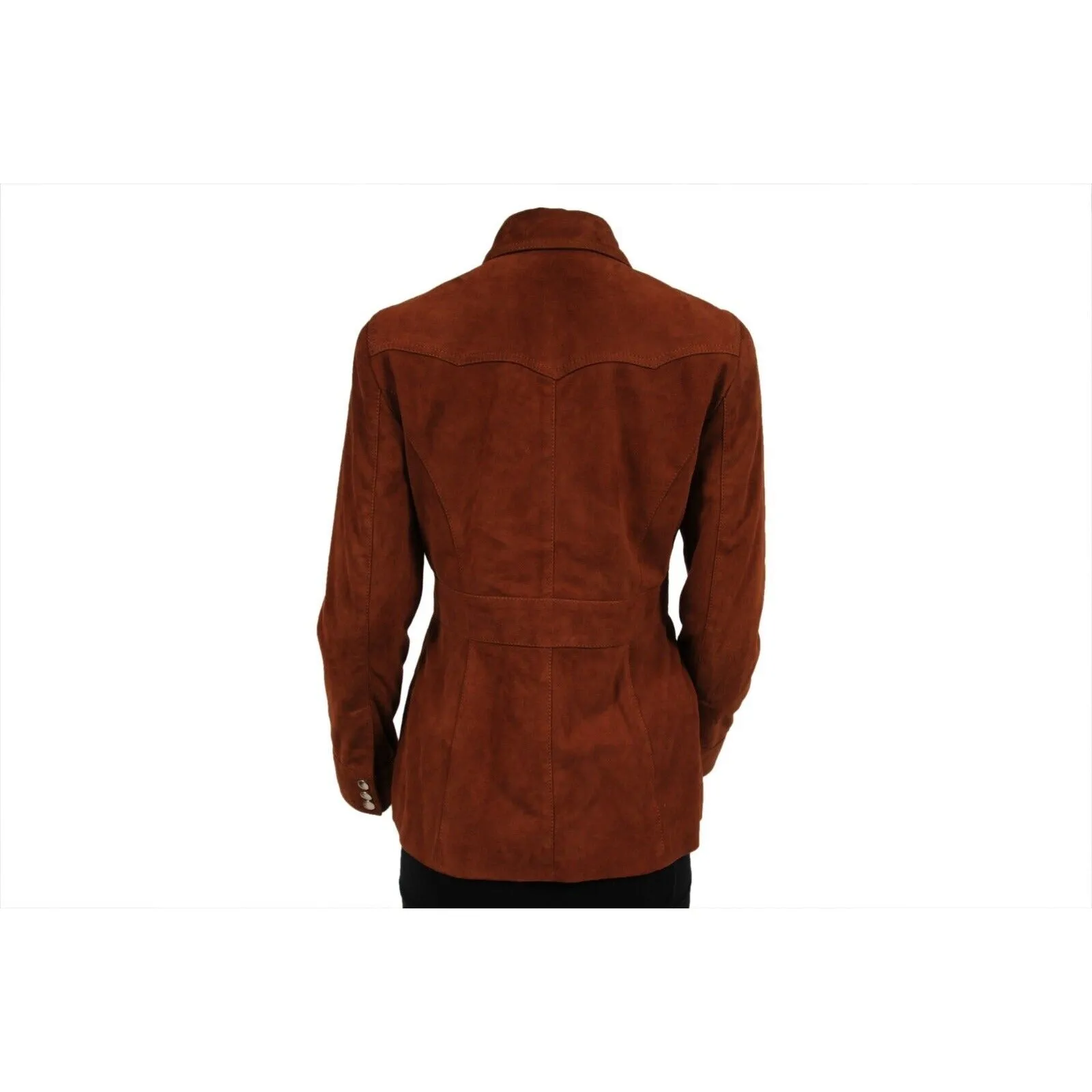 Trucker Jacket Size US 8 IT 42 Brown Suede Leopard Western