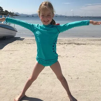Turquoise/ blue long-sleeved rash top