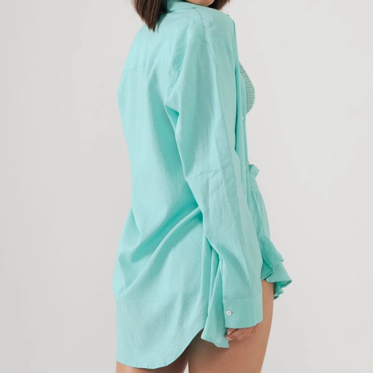 Turquoise Long Sleeve Button Down Shirt