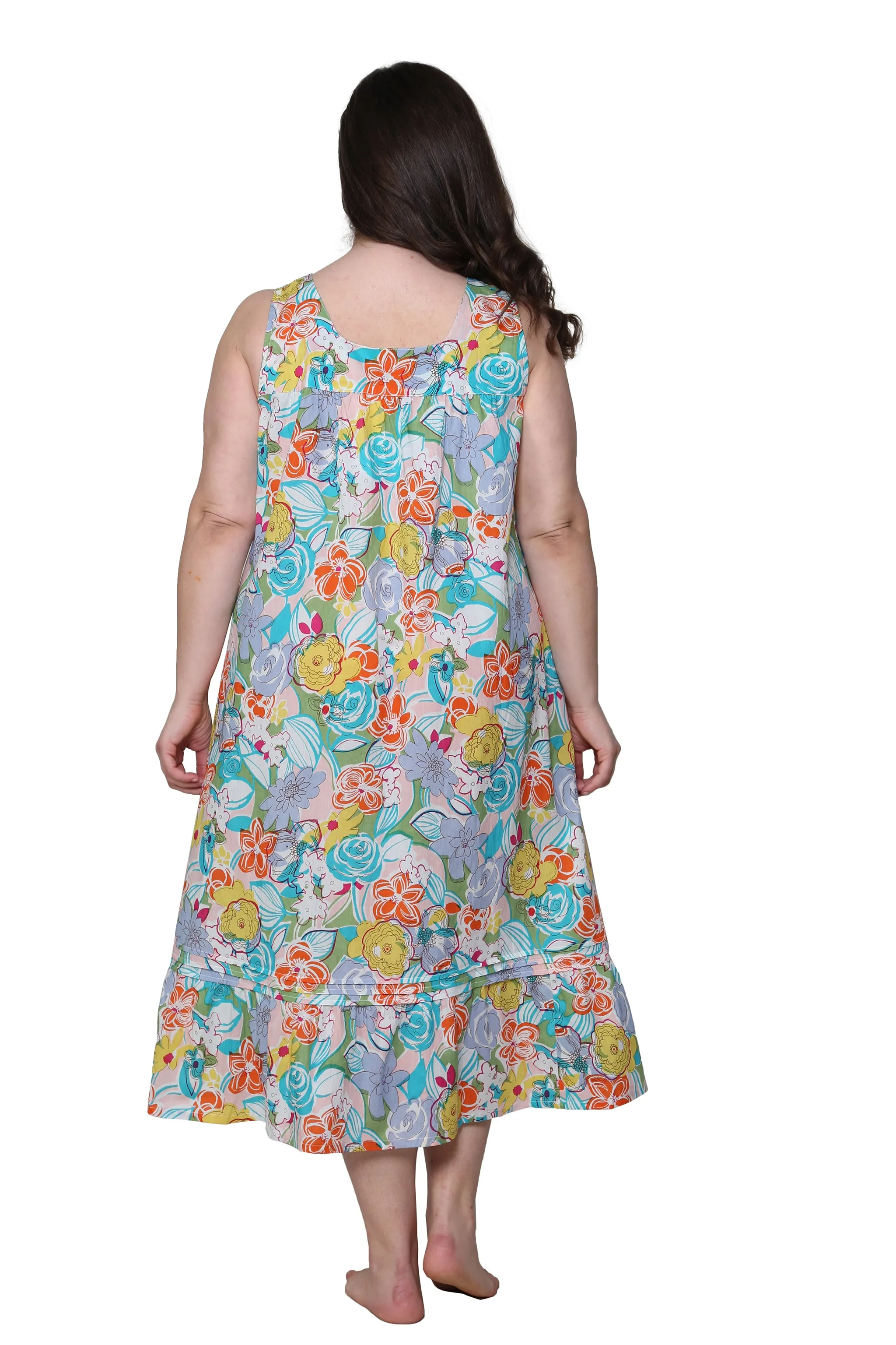 Vibrant Print Sweetheart Neck Gown with Pockets - Plus Size