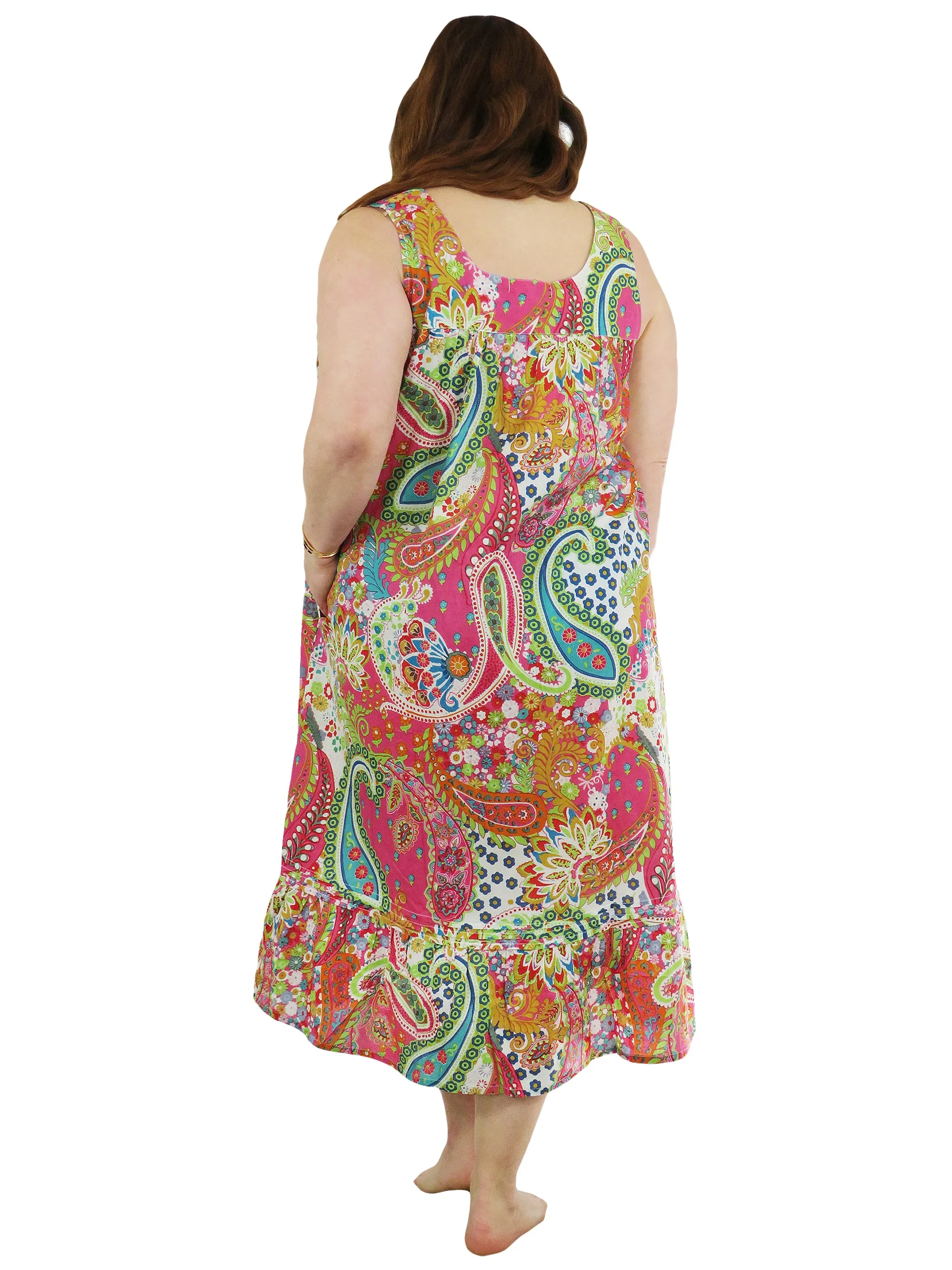Vibrant Print Sweetheart Neck Gown with Pockets - Plus Size