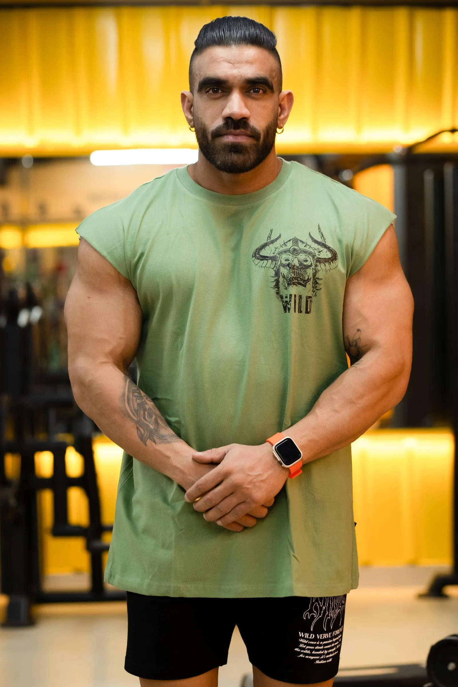 WILD DEVIL "PREMIUM VINTAGE" MUSCLE TEE (DARK SEA GREEN)
