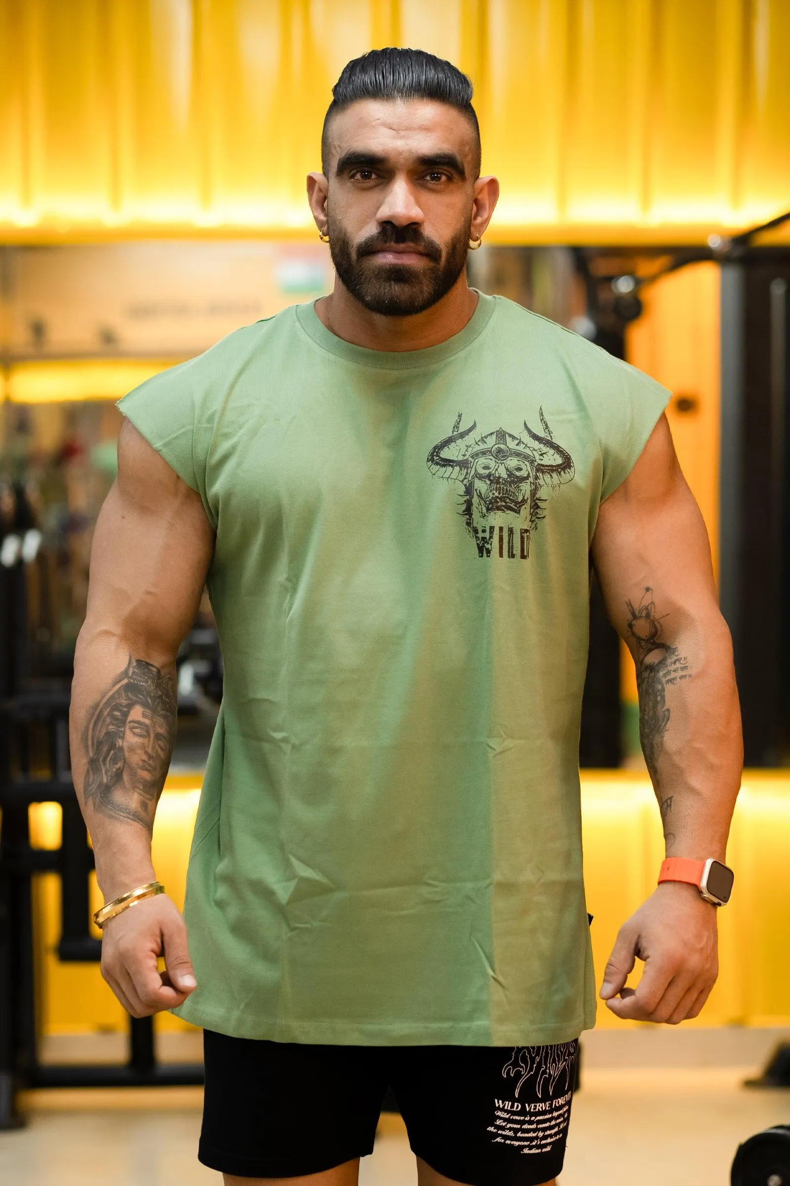 WILD DEVIL "PREMIUM VINTAGE" MUSCLE TEE (DARK SEA GREEN)
