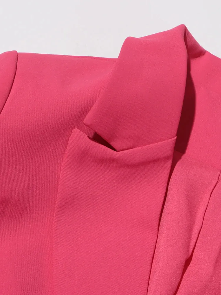 Women's Ruffled Blazer & Flare Pants 2-Piece Suit Set