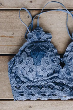 XOXO Scalloped Lace Bralette In Cornflower Blue